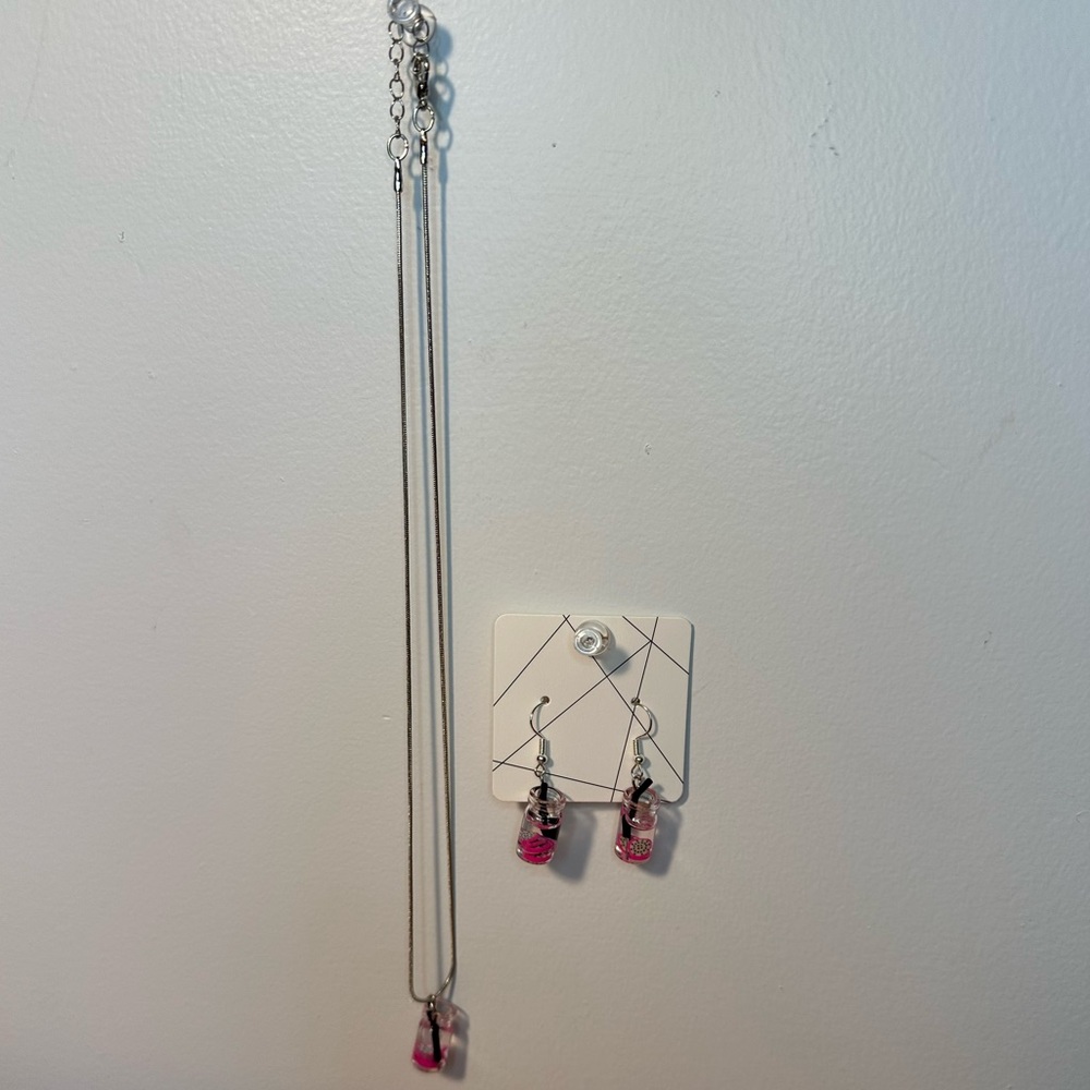 Handcrafted Dragonfruit Necklace and Earring Set